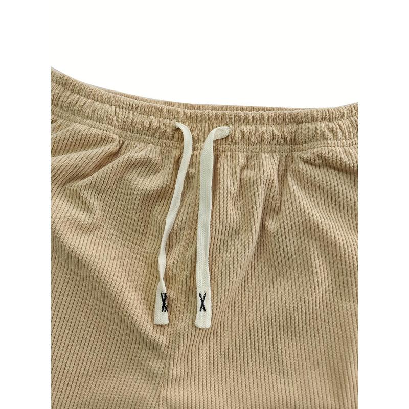 Men's 3-Pack Everyday Corduroy Joggers - Couples Matching Design, Elastic Drawstring Waist Pockets Straight-Leg Pants