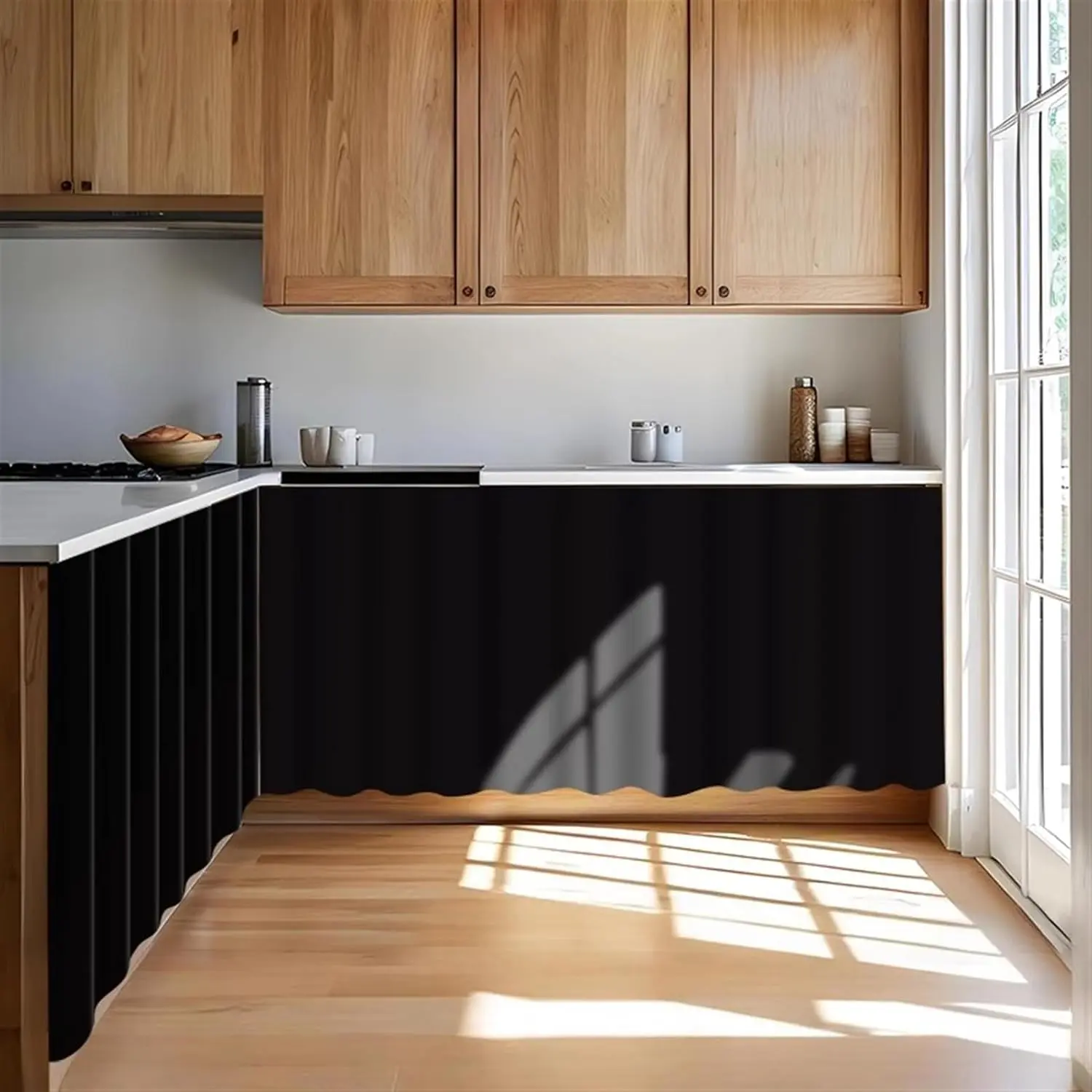 Under ink Curtain for Closet, Privacy hort Cabinet Curtain elf tick Adhesive Desk kirt for Kitchen Classroom, Black, " W x " L