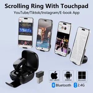 ZOZVO Mouse Ring Remote Control with Touchpad, Bluetooth/2.4G Wireless Scrolling Ring Air Mouse for Short Video, Page Turner for Kindle APP, Selfie and Video Remote, For IPhone/IPad/Android/Tablet/Mac/PC/Laptop