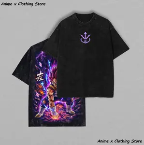 Warrior Power Vintage Washed T-Shirt – DBZ Inspired Anime Graphic Tee, Saiyan Streetwear