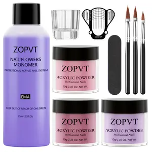Acrylic Nail Kit for Beginners, Powder Liquid Set with Brushes, Home DIY Manicure Essentials, Easy Application, Acrylic Nails Kit
