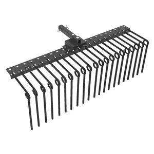 48" 3-Point Tractor Landscape Rake, Pine Straw & Yard Waste Cleaner, Cat 0/1 Hitch Compatible, Powder Coated Steel Blades, Black