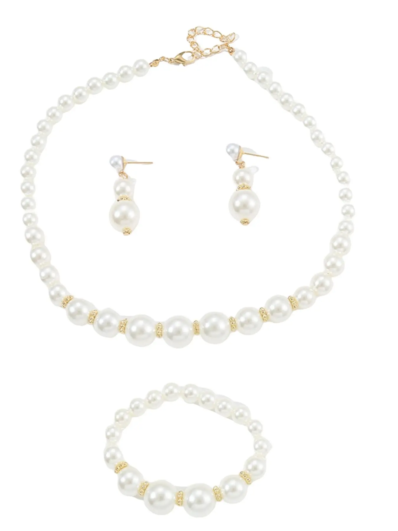 New Pearl Jewelry Set for Children, Elegant Fashionable Jewelry Set, Simple Layered Necklace Earrings Bracelet, Unique Small Fashion Accessory, Necklaces Earrings Set, Jewellery Gift Set