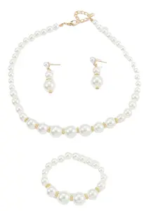 New Pearl Jewelry Set for Children, Elegant Jewelry Set, Simple Layered Necklace Earrings Bracelet, Unique Small Fashion Accessory, Necklaces Earrings Set