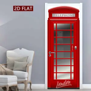 British Telephone Booth Pattern Wall Sticker, 2 Counts/set Easy Apply Peel & Stick Wall Decal, Wall Art Stickers, Wall Art Decor for Home, Kitchen, Bathroom, Bedroom, Elevator, Ornaments, Decoration Sticker