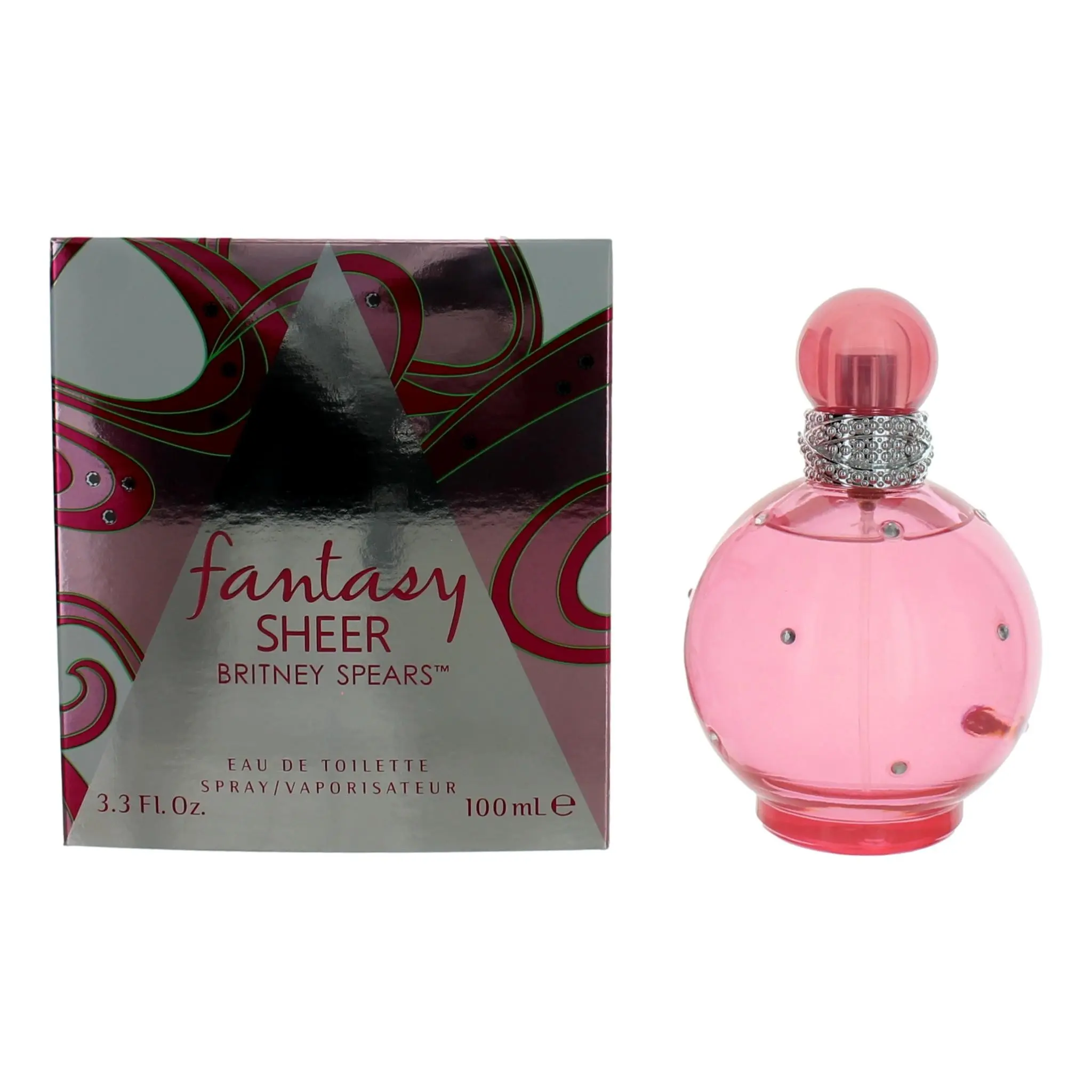 Women's Fantasy Sheer by Britney Spears Eau de Toilette Spray - 3.3 fl oz (3-3.9 fl oz range), Floral Women's Fragrance with Litchi, Lily-of-the-Valley, Citrus, Fresh Floral & Cupcake Musk Base Notes