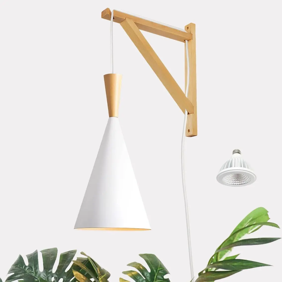 Hanging Grow Light, 20W Full  Pendant Grow Lights 15FT Power Cord, Decorative Grow Light for Indoor , , Garden (Ceiling Mounted Hooks&Wall Mounted Bracket Included