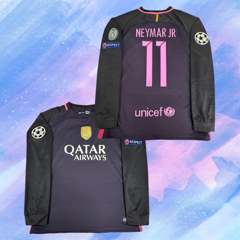 16 17 Away 11# Neymar JR Short Sleeve Retro Soccer Jersey Fans Version