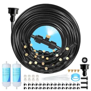 85FT Mister for Outside Patio Misting Cooling System, 85FT (26M) Misting Line+26 Brass Mist Nozzles+Water Filter, Outdoor Mister System for Garden Greenhouse Trampoline Waterparke
