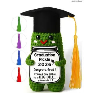 Unisex Crocheted Pickle-Shape Graduation Gift, Funny Handmade Fashion Accessory with 5 Colorful Tassels, Congrats Present for Class of 2026 High School Graduates, Graduationgift tiktokshopspringglowup
