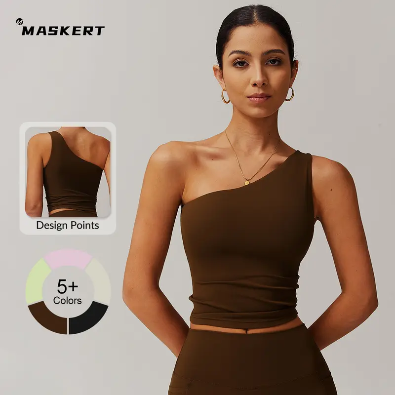 MASKERT LIVE Women's Sports Tank Top Built-in Bra Stretchy Buttery Soft Stylish for Yoga & Workout