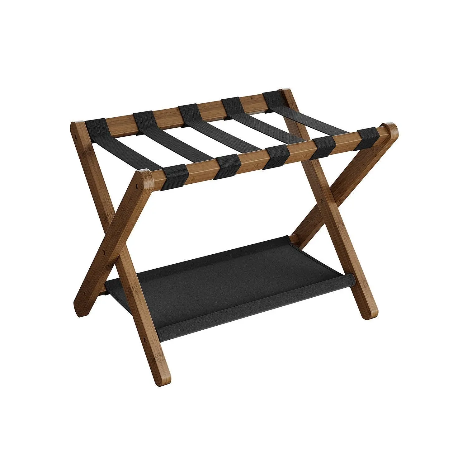 Folding Luggage Rack with Storage Shelf Folding Luggage Rack with Storage Shelf