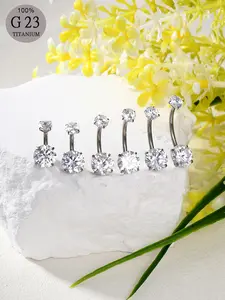 1Pc G23 Titanium Belly Rings 14G Faceted Cubic Zirconia, Navel Rings Belly Button Body Piercing Jewelry Internally Threaded Belly Rings, 14G Belly Piercing Jewelry, Navel Piercing Jewelry For Women Men 6mm 8mm 10mm 12mm 14mm 16mm