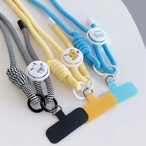 Cartoon mobile phone long rope, neck messenger, back adjustable mobile phone lanyard, keychain pendant card mobile phone rope