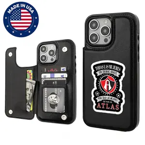 Atlas Liga MX Alternative Mechs Aesthetic Design Pattern Casing For iphone 16 15 14 13 12 Plus Pro Max Flaunt Mobile Phone Case TPU Pu Leather Card Holder Drop Protection Shockproof Protector Vintage unique Fashion Trend Anti-scratch Stylish Smartphone Co