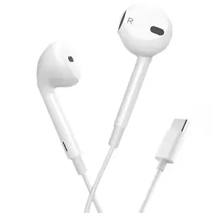 Type-C Wired Semi-In-Ear Earbuds, HiFi Stereo Sound Wired Earphones with Microphone & Volume Control, Portable Design Earphones for Samsung Plus & iPhone 16/15 Pro Devices, Audio, Light Weight Earbuds