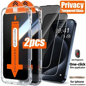 2-Pack Full Coverage Tempered Glass Screen Protector Compatible With 17 Pro Max 16 Pro Max 17 Air 17 16 15 14 13 12 11 Plus Mini XR XS Max X XS, 9H+ Tempered Glass, Anti-Peeping, Easy Installation Automatic Dust Removal Kit