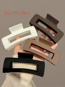 4-piece/1-piece women's black, white, brown 4.13-inch/10.5cm square plastic hair clips, Claw clips, Hair Claws Set, multifunctional, minimalist style, suitable for daily use, gatherings, commuting, and vacations - used for styling, washing, makeup