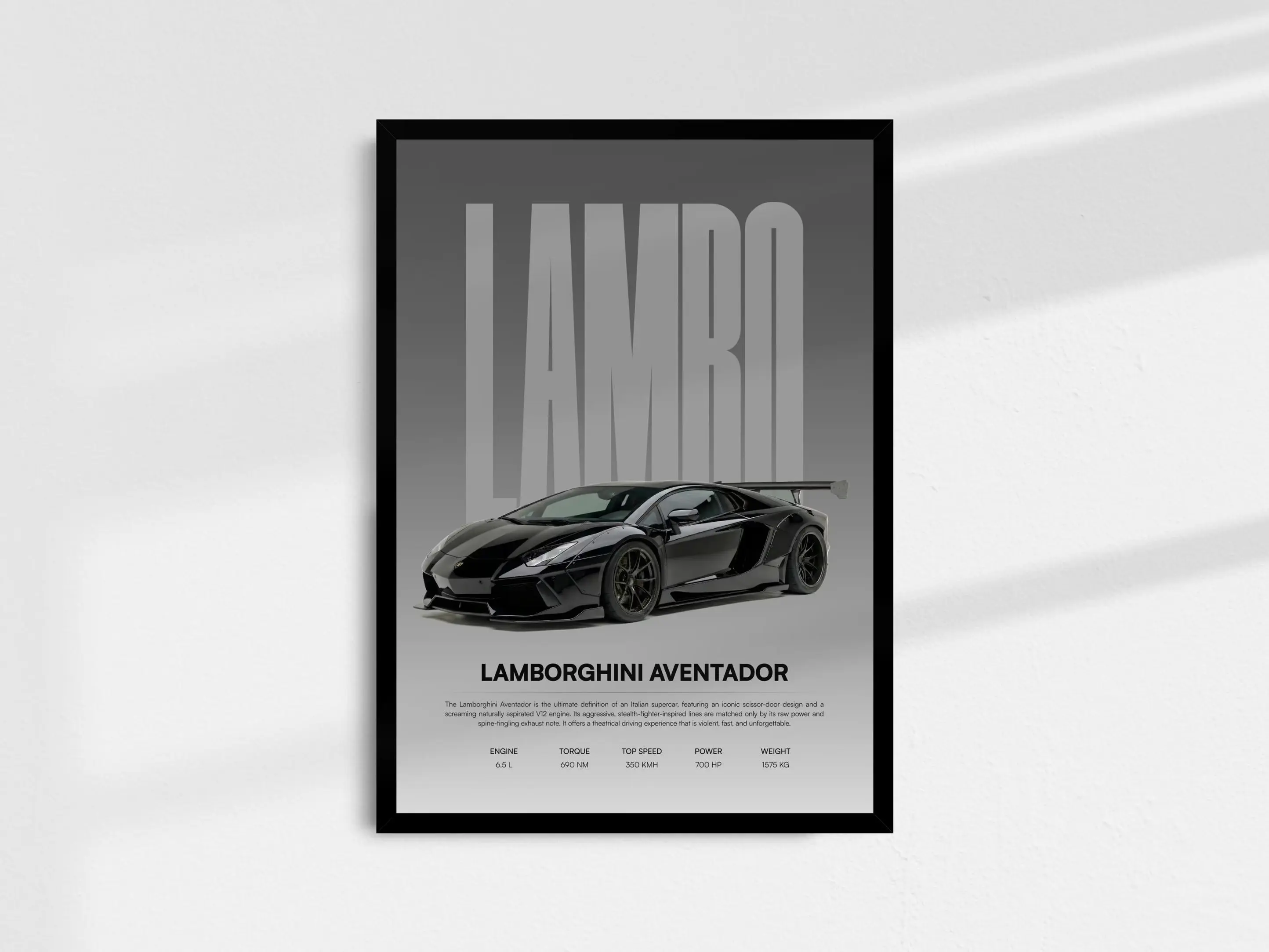 Lamborghini Aventador Wall Art – Minimal Supercar Poster