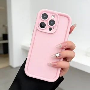 1pc Silicone Matte Soft Thick Anti-Drop Full Cover Phone Case Compatible With Apple 11, 12, 13, 14, 15, 16, 17, X/XS, XR, XSMAX, 16E, Pink