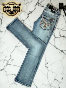 Ace- 1425 M Blue Men's Western Cowboy Jeans Straight Fit Boot Cut / Pantalon Vaquero para Hombre corte Recto ideal para Bota