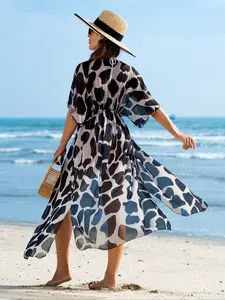 One-Piece Kimono Hoodie Bottom Spots Loose Casual Fashion Sun Protection Beachwear, Stylish and Comfortable Summer