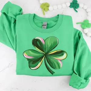 St. Patrick’s Day sweatshirt for women with Irish shamrock design, cozy hoodie or sweater, perfect festive wear for celebrating St. Patrick’s Day in style - LORA ATCHER