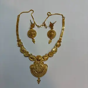 Gold Plated Necklace and Earring Set. Indian Jewelry for Women. Occasional Wear for Party and Wedding