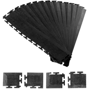 【Summervibes】VEVOR Male Garage Floors Transition Edge Kit, 12 Edges and 4 Corners, Sturdy PVC Interlocking Modular Garage Floor Edging Slip-resistant, Compatible Only with VEVOR 4-Sided Interlocking Mats, Black