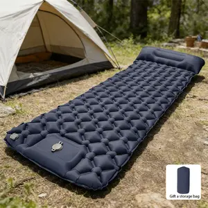 1pc Inflatable Sleeping Pad with Pillow, Quick Inflate, Waterproof, Durable, Ideal for Camping, Hiking, Picnic, Indoor Nap, Portable