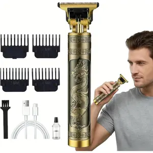 Professional Cordless Hair Trimmer, T-Blade Clippers for Men, Zero Gapped Rechargeable Beard Trimmer, Hair Cutting Kit With Guide Combs