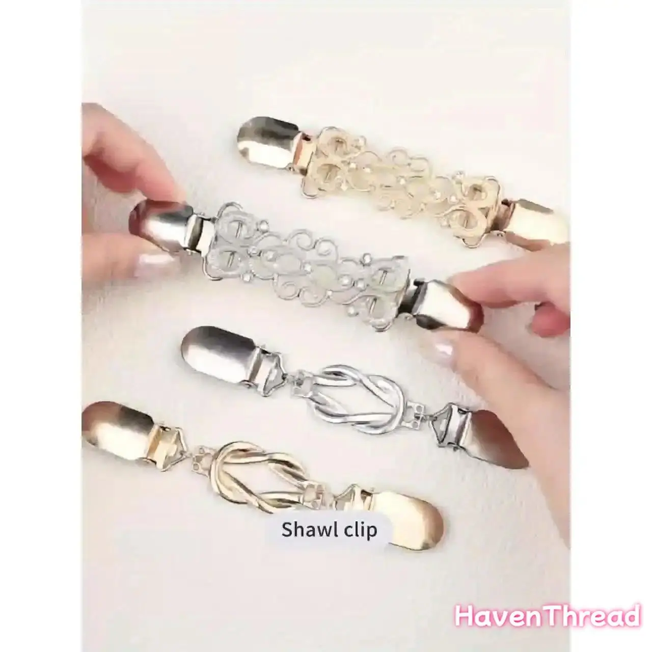 4-Pack Metal Dress Clips for Women, Durable Vintage Cinch Clasps with Adjustable Size for Sweaters & Shawls, Waist Clips, Female, Brooches, Antique Bronze, Baroque, Year-Round, Zinc Alloy, Unisex, Ornate Detail, Casual Dresses & Sweaters, Durable & Season