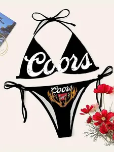 Coors Black Triangle Bikini Set, 4th of july Outfit, 2026 Independence Day Gift, Quick-Drying, Summer Beach Outfit, Gift for her