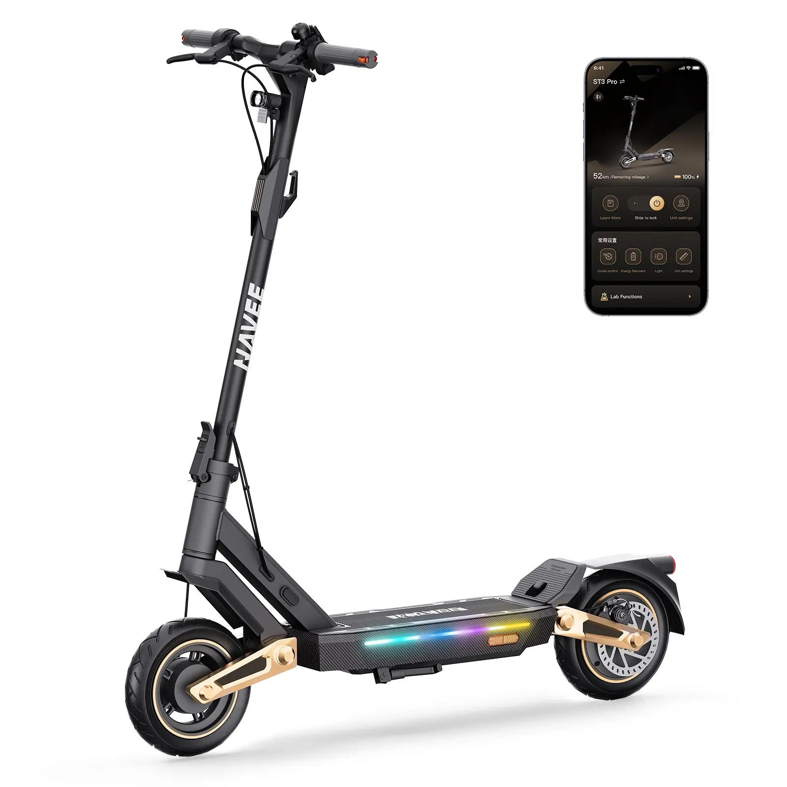 NAVEE ST3 Pro Electric Scooter, 25 MPH Top Speed, 47 Miles Max Range, 1350W Motor with Dual Suspension, 10" Tires All Terrain, Heavy Duty, Foldable for Adults Teens (UL2272)