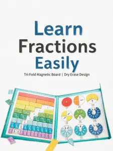 Tri-Fold Magnetic Fraction Book with Dry Erase Marker, Hands-On Fraction Manipulatives for Elementary Students, Interactive Math Learning Tool for Kids