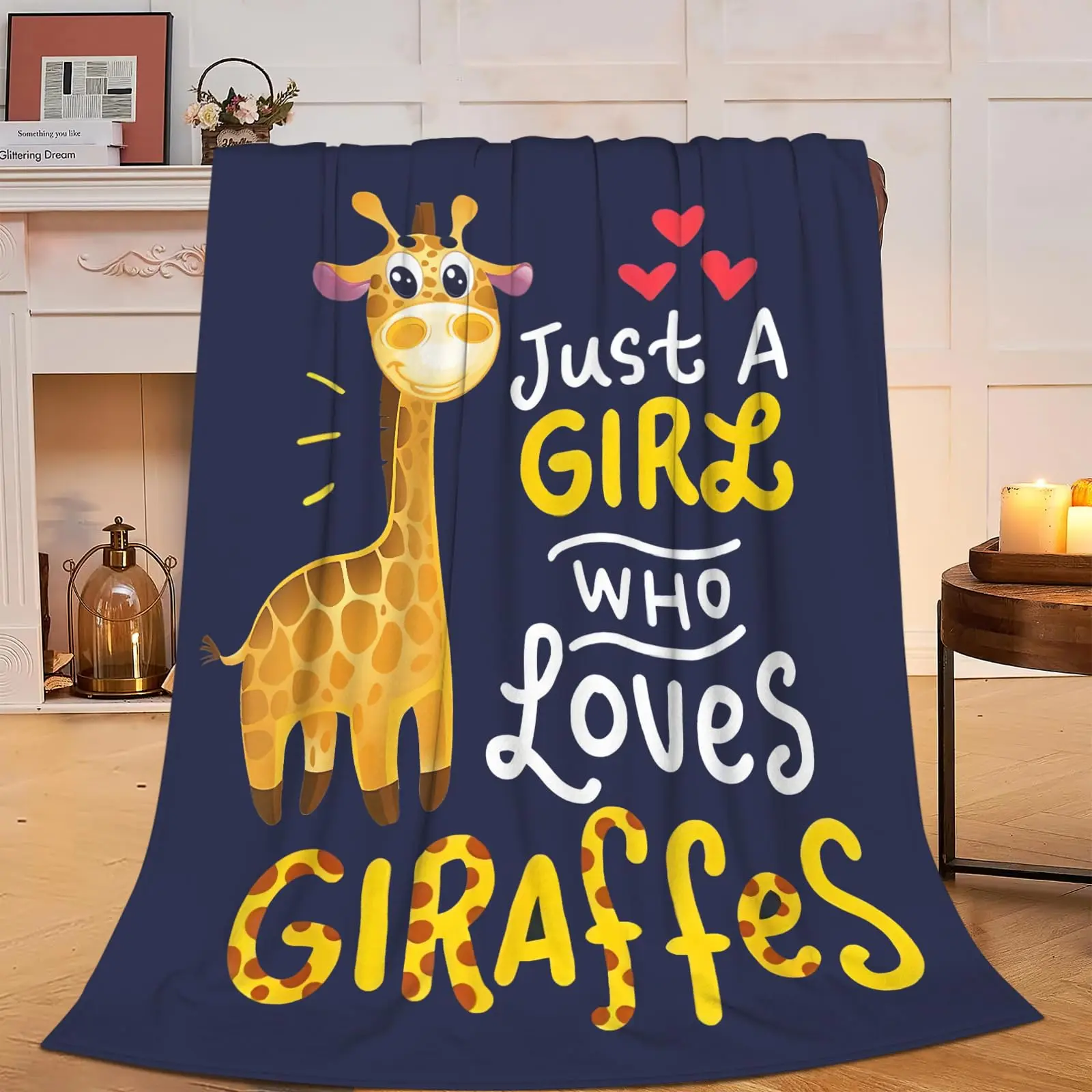 100% Polyester Wrinkle-Resistant Giraffe Motif Modern Throw Blanket - Cozy Lounging Room & House Decor, Multi-Size for Women (Sizes: 76cm×101cm(30×40in), 81cm×122cm(32×48in), 127cm×152cm(50×60in))