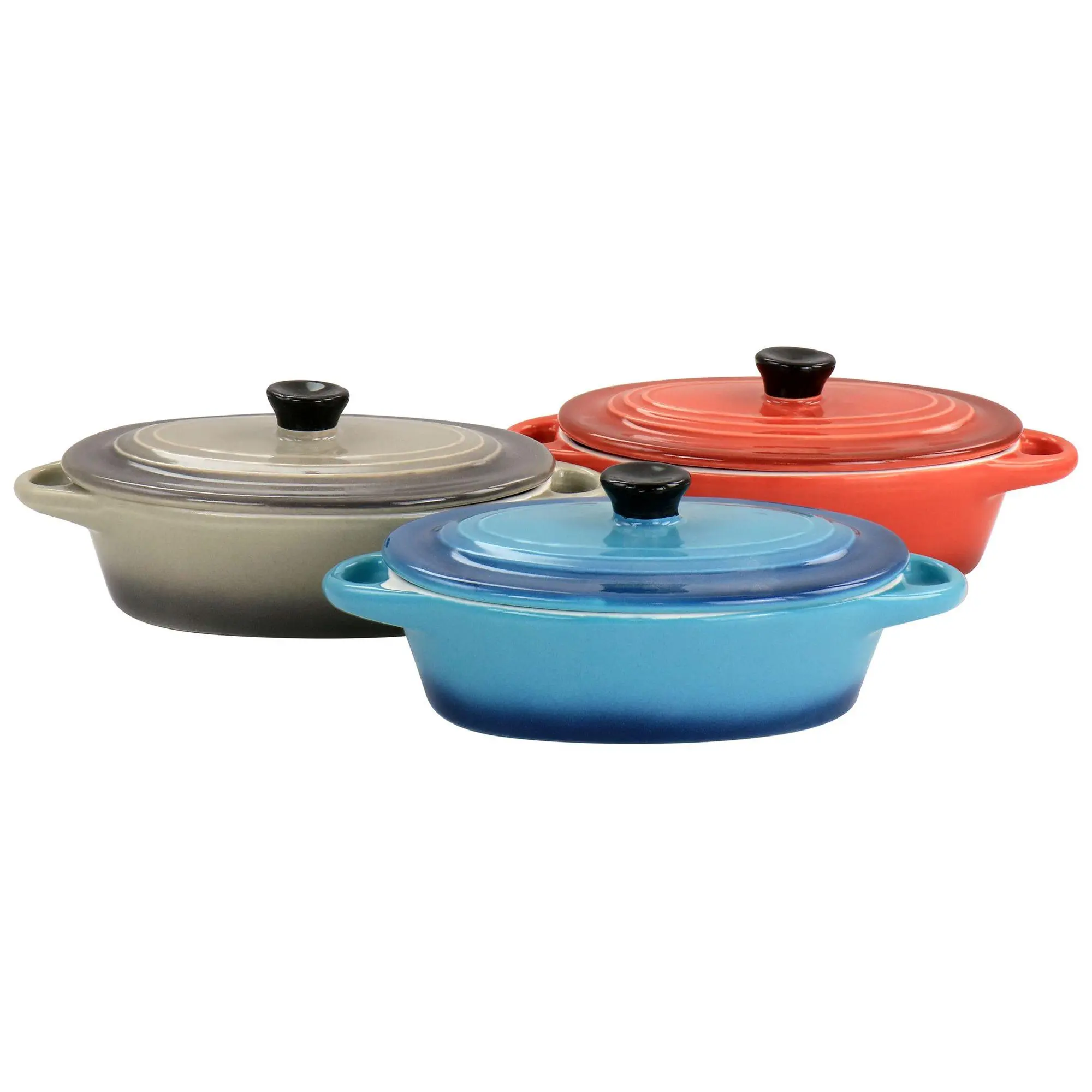Crock-Pot Wexford 6.7oz Stoneware Mini Oval Casserole 3 PC Se Crock-Pot Wexford 6.7oz Stoneware Mini Oval Casserole 3 PC Se