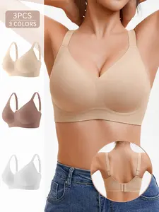 Jelly Bra Set for Women, Seamless Deep V Design, No Underwire, Detachable Pads, Comfortable Daily Wear, Medium Support, Sexy Style