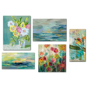 Courtside Market Teal Beach 5-Piece Canvas Set