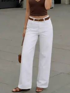 Women's High-Waisted Wide-Leg Jeans, Casual Comfortable Loose-Fitting Denim Jeans, All Seasons Fashion