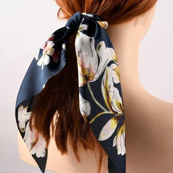 Floral Print Hair Scarf Scrunchies - Boho Chiffon Hair Tie & Hair Ribbon - Summer Scrunchies Pack for Her - Gift for Birthday,Graduation