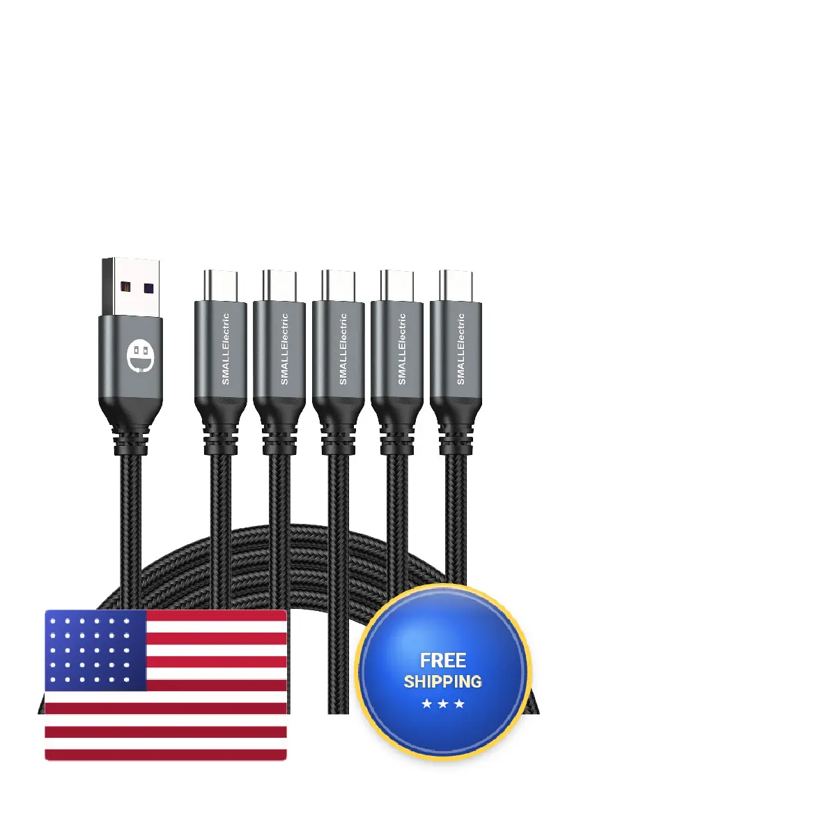 Smallelectric Usb Type-C To A Cable 5Pack 6Ft Braided Charging 3A Quick Charger