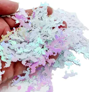 White Iridescent Color Unicorn Large Size Horn Horse Magical Fun Party Confetti Chunky Poly Glitter Epoxy Tumblers Ships From USA