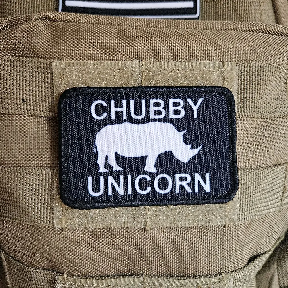 Chubby unicorn rhino rhinoceros meme 2"x3" removable morale patch with hook and loop backing Chubby unicorn rhino rhinoceros meme 2"x3" removable morale patch with hook and loop backing