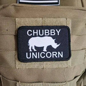 Chubby unicorn rhino rhinoceros  meme 2"x3" removable morale patch with hook and loop backing