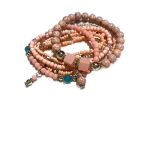 Women's Coral Beaded Stack Bracelets - Fashion Accessories costume jewelry boho
