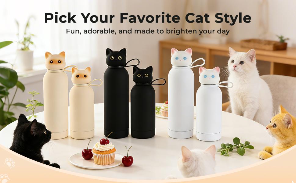 Vacuum Insulated Stainless Steel Water Bottle, Cute Cat Lid Tumbler for Cold & Hot, Coffee Travel Mug, Leakproof, Gifts Vacuum Insulated Stainless Steel Water Bottle, Cute Cat Lid Tumbler for Cold & Hot, Coffee Travel Mug, Leakproof, Gifts