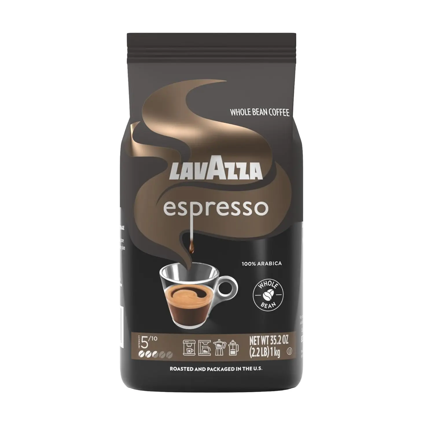Lavazza Medium Roast 100% Arabica Espresso Whole Bean Coffee, 2.2 lb Bag