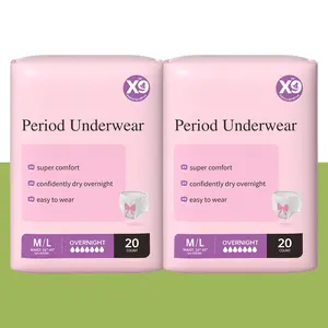 X9 Disposable Menstrual Pants，High Absorbency and Leakproof for All Flow Strengths，2Bags，specially designed for women 8HR Odor Control For all skin types，Clinically Tested Safe，No petroleum-based microplastics, no chlorine, no fragrance(ML, 20 Count)