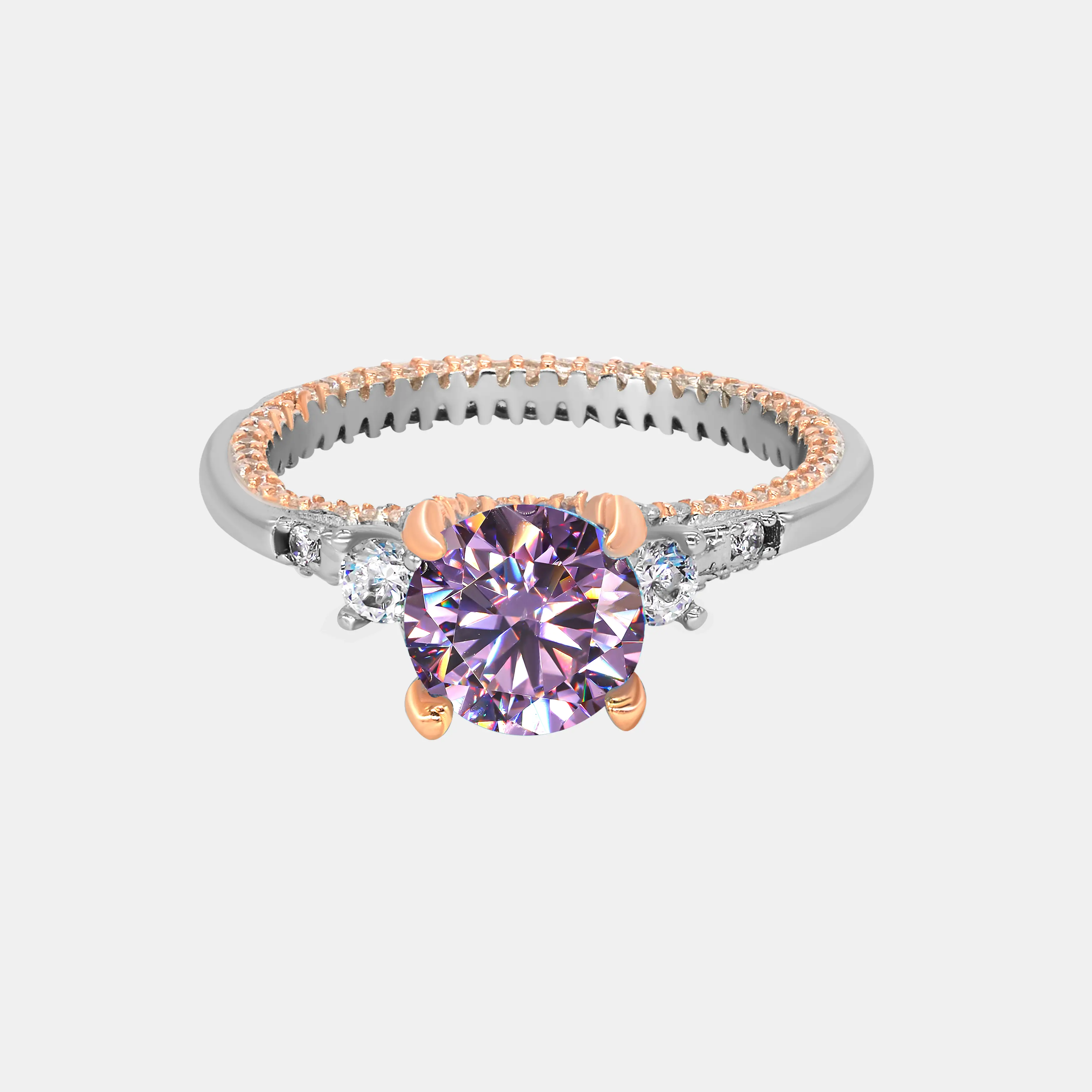 【295】PURPLE SYNTHETIC MOISSANITE RING – Classic Elegant Engagement/Wedding Jewelry, Perfect Birthday/Valentine's Day Gift for Women